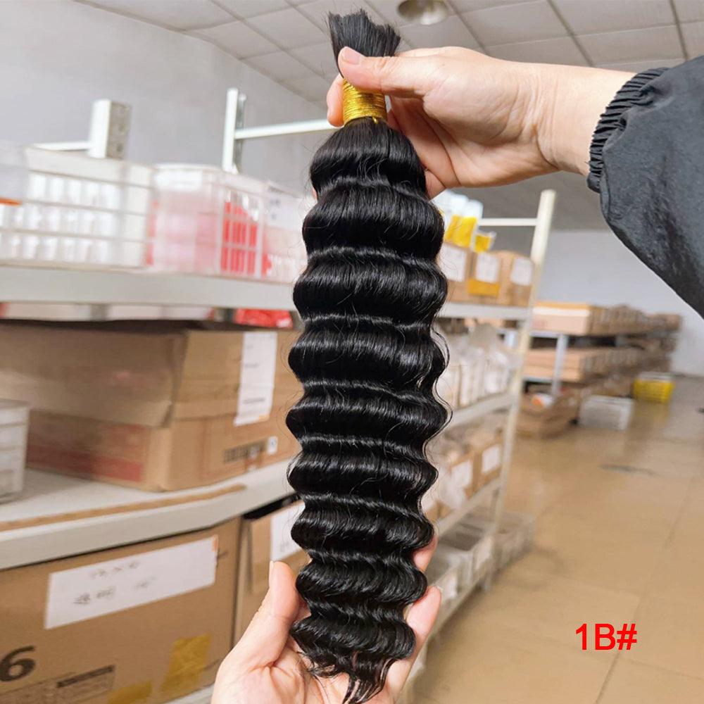 JYZ Deep Wave Human Hair Bulk For Braiding 100g/Bundles Color 1b# 2# 4# - JYZ HAIR