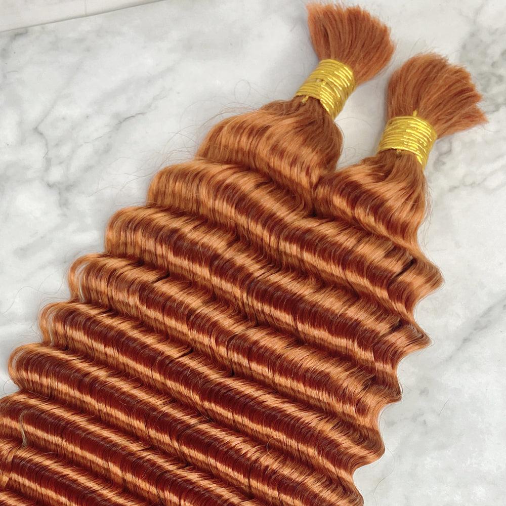 JYZ 350# Ginger Deep Wave Human Hair Bulk No Weft For Braiding - JYZ HAIR