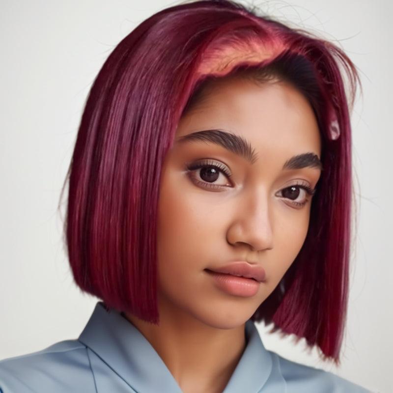 JYZ 99j# Bob Straight Human Hair Lace Frontal Wigs Middle Part
