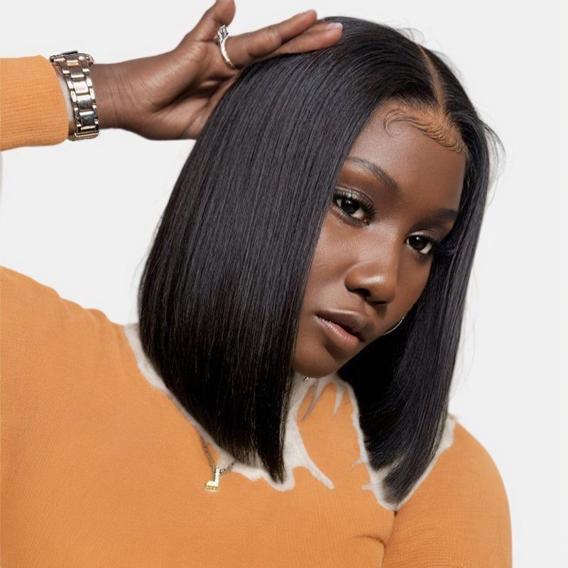 JYZ Bob Straight Human Hair Lace Front Wigs Pre Plucked