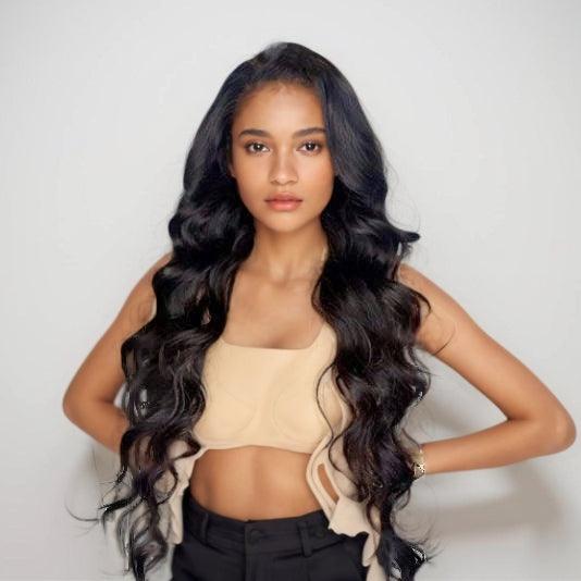 JYZ Body Wave Human Hair Transparent HD Lace Frontal Wigs for Black Women