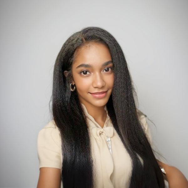 JYZ Brazilian Virgin Kinky Straight Human Hair 3 Bundles with Swiss Lace Closure