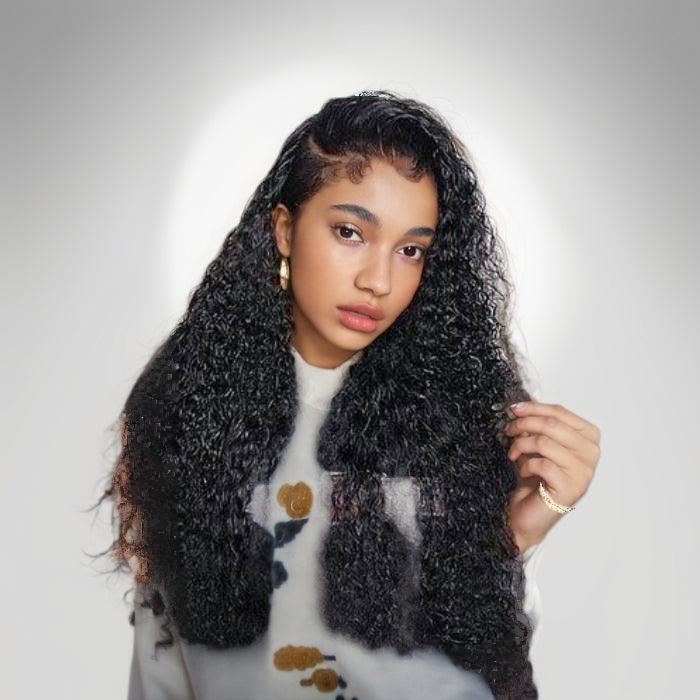 JYZ Deep Wave 13x4 Transparent HD Lace Frontal Human Hair Wigs Pre Plucked