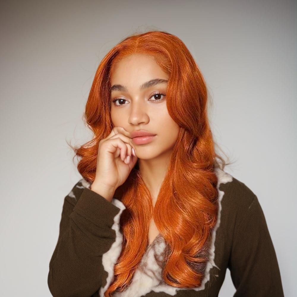JYZ Ginger 350# Body Wave 100% Human Hair Lace Frontal Wigs