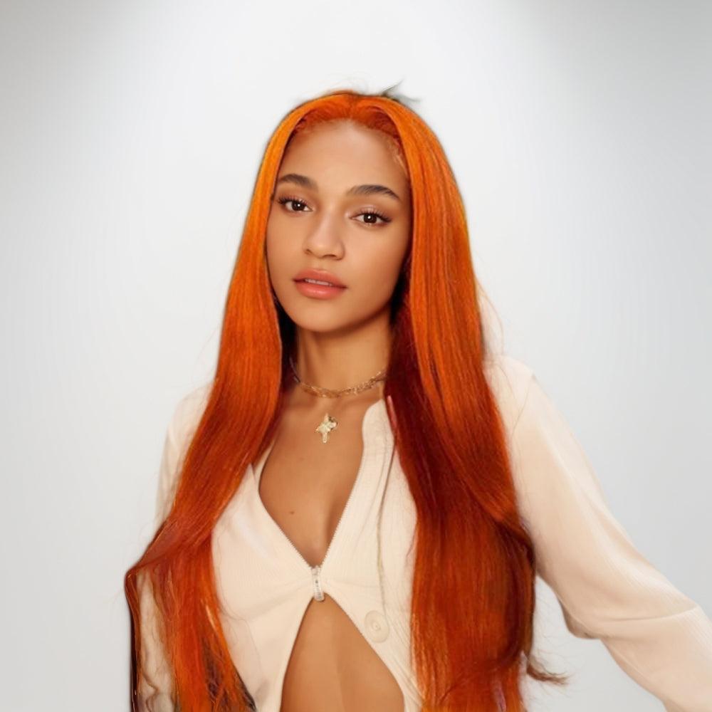 JYZ Ginger 350# Straight Invisible Lace Frontal Human Hair Wigs