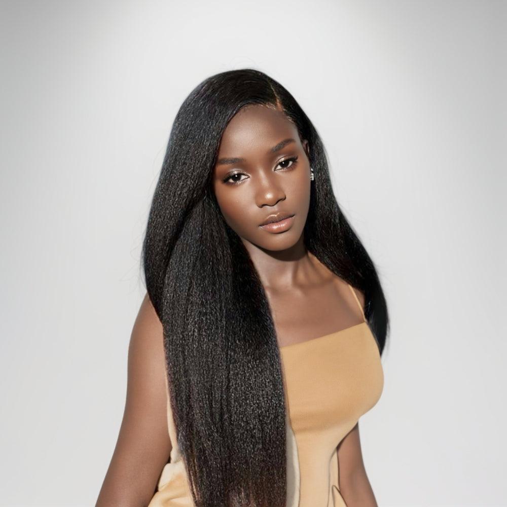 JYZ Kinky Straight Clip in Hair Extensions for Black Women Brazilian Virgin Human Kinky Hair Clip ins Natural Black Color 8 Pcs with 18 Clips,120 Gram - JYZ HAIR