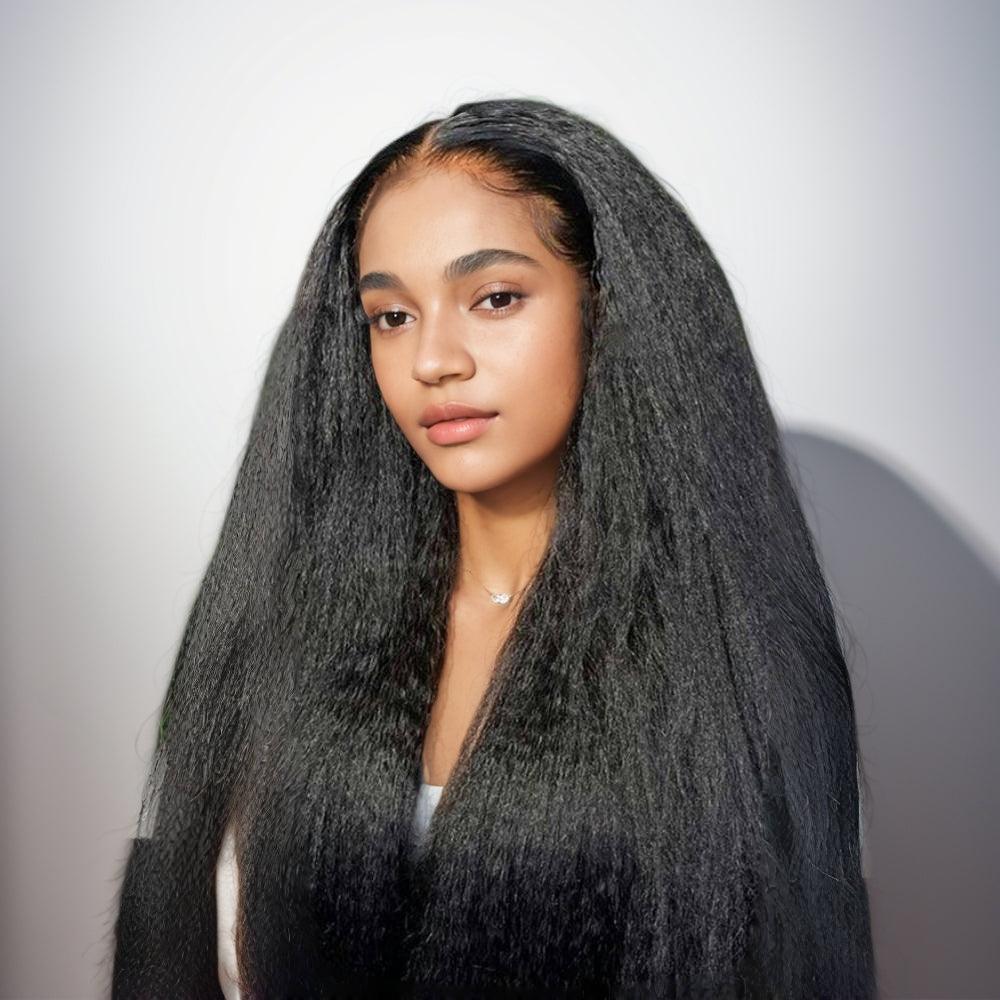 JYZ Kinky Straight Human Hair 13X4 Lace Front wig Pre Plucked