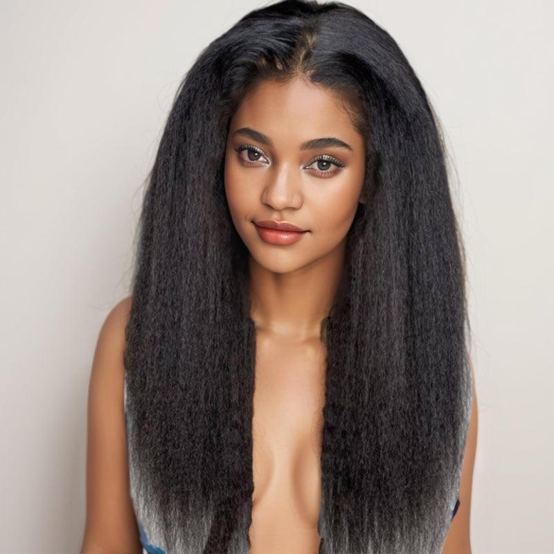 JYZ Kinky Straight Lace Front Human Hair Wigs Natural Looking