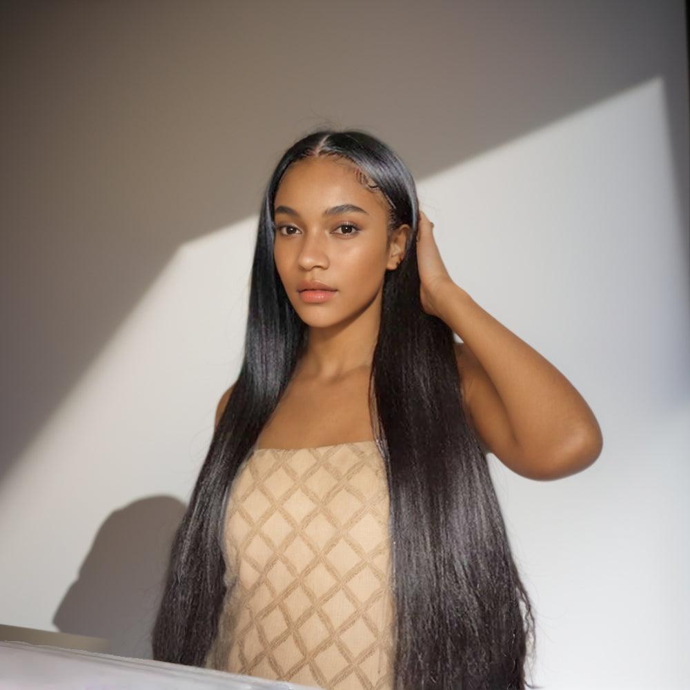 JYZ Natural Pre-Plucked Hairline Straight Human Virgin Hair Lace Front Wigs