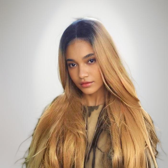 JYZ Ombre 1B/27# Dark Root Straight Human Hair Lace Frontal Wigs