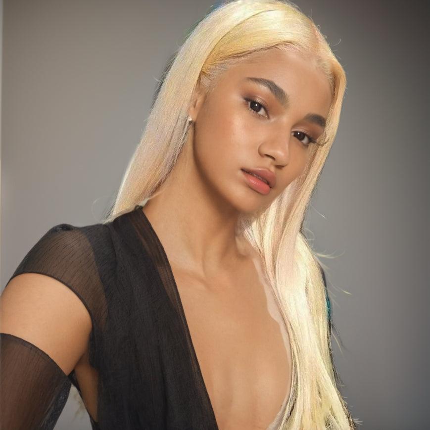 JYZ Pre Plucked 13X4 Lace Front Blonde 613# Straight Human Hair Wig