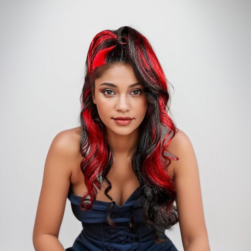 JYZ Red Highlight Body Wave Lace Front Wig 13x4 Brazilian Human Hair Wigs Pre Plucked