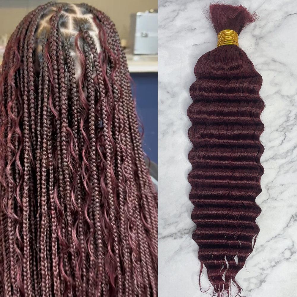 JYZ 99J# Deep Wave 100% Human Hair Bulk For Braiding - JYZ HAIR