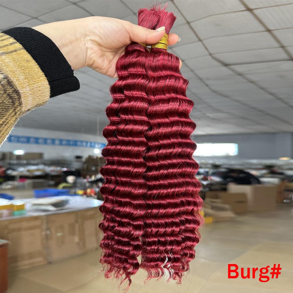 JYZ Burgundy Bulk Human Hair For Braiding Deep Wave - JYZ HAIR
