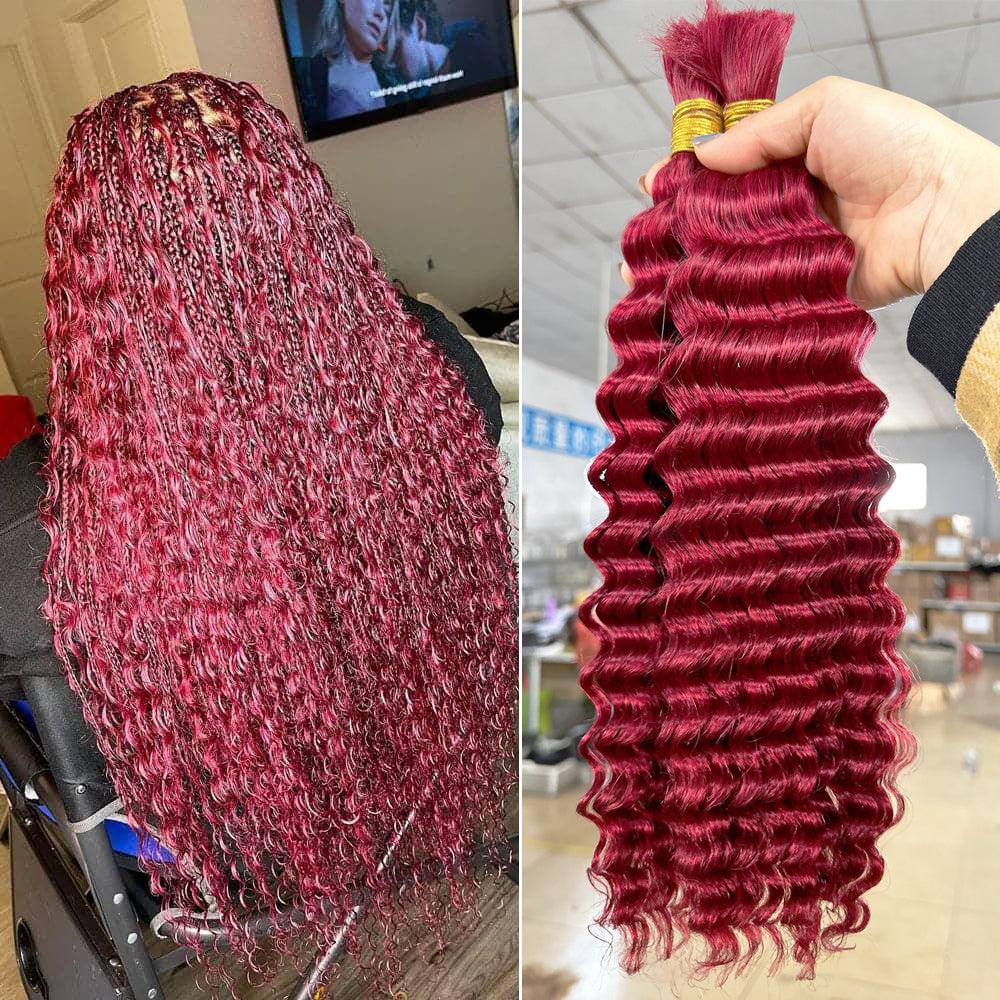 JYZ Burgundy Bulk Human Hair For Braiding Deep Wave - JYZ HAIR