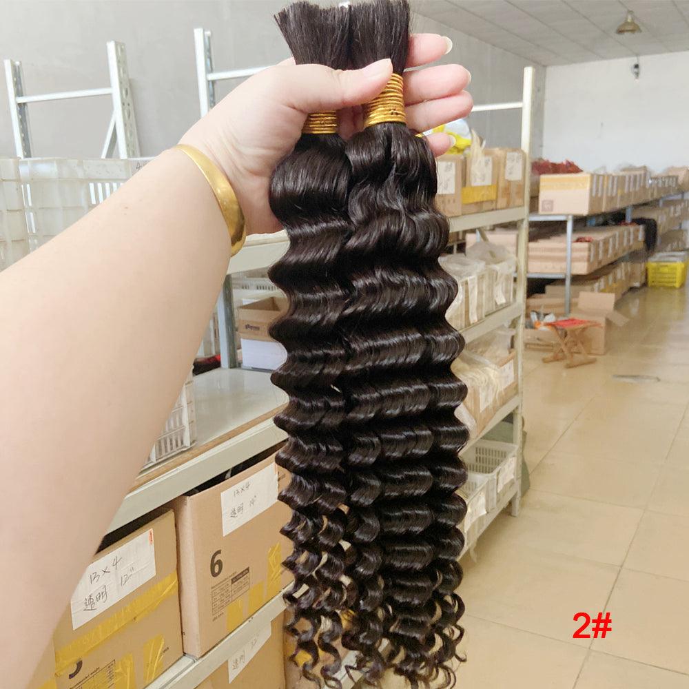 JYZ Deep Wave Human Hair Bulk For Braiding 100g/Bundles Color 1b# 2# 4# - JYZ HAIR