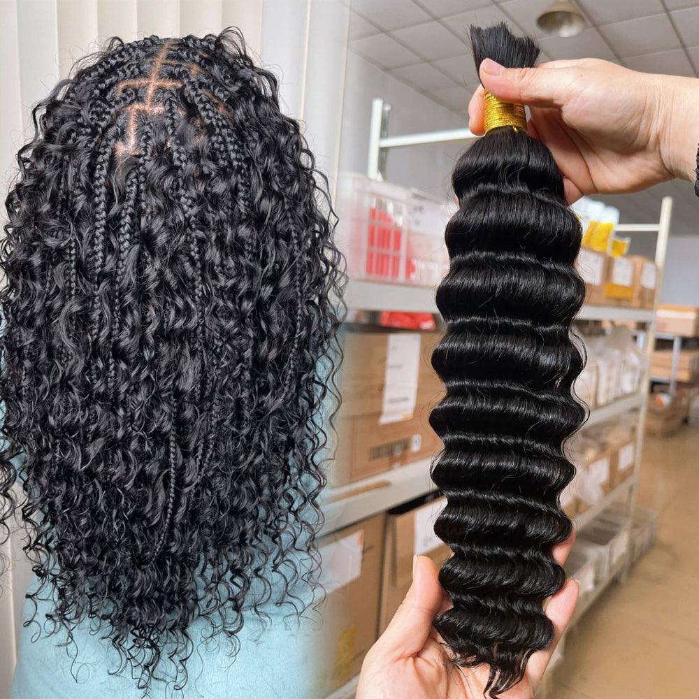 JYZ Deep Wave Human Hair Bulk For Braiding 100g/Bundles Color 1b# 2# 4# - JYZ HAIR