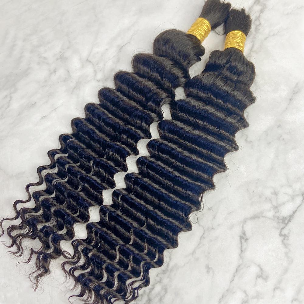 JYZ Deep Wave Human Hair Bulk For Braiding 100g/Bundles Color 1b# 2# 4# - JYZ HAIR