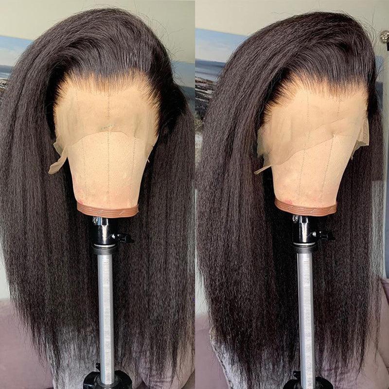 JYZ Kinky Straight Lace Front Human Hair Wigs Natural Looking