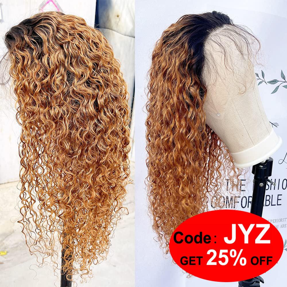 JYZ Ombre Curly 1B/27# Lace Frontal Wigs Pre Plucked - JYZ HAIR