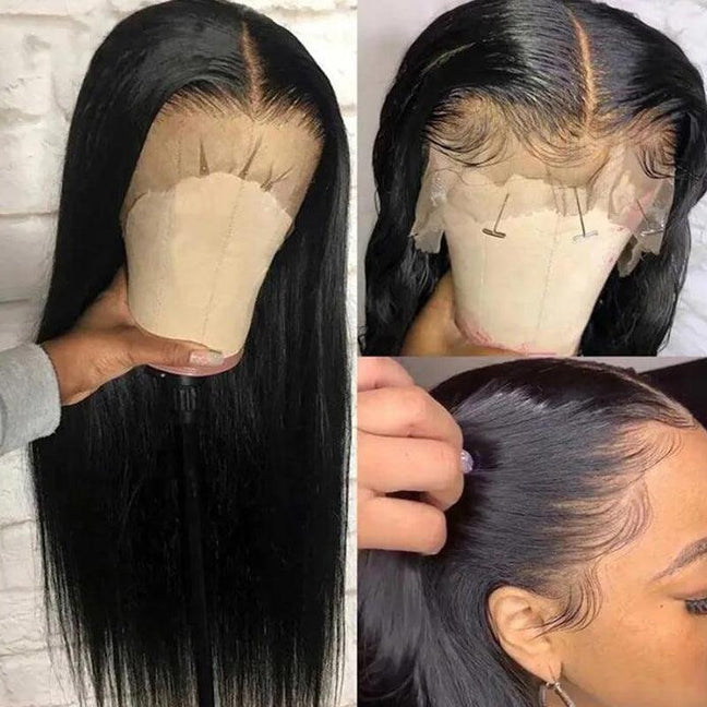 JYZ Pre Plucked Natural Straight Virgin Hair 13X4 Lace Front Wigs