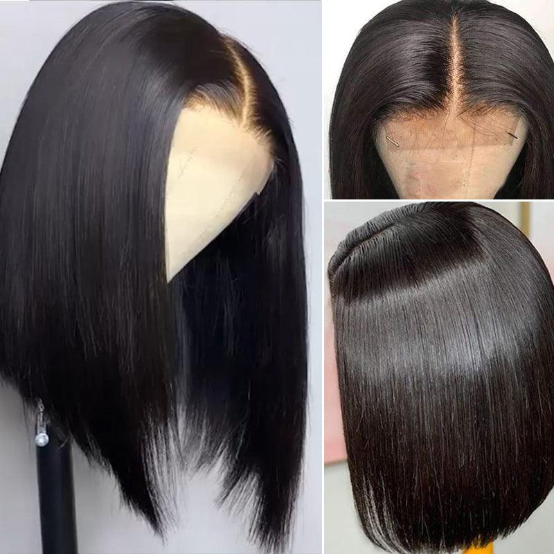 JYZ Bob Straight Human Hair Lace Front Wigs Pre Plucked