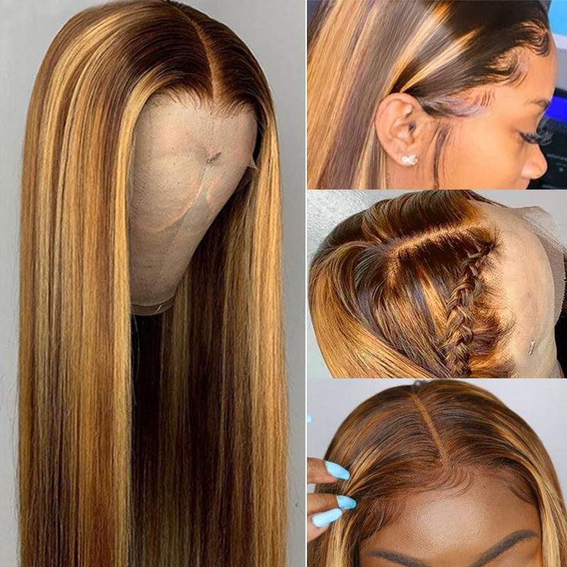 JYZ Highlight 4#/27# Straight Brazilian Human Hair Wigs - JYZ HAIR