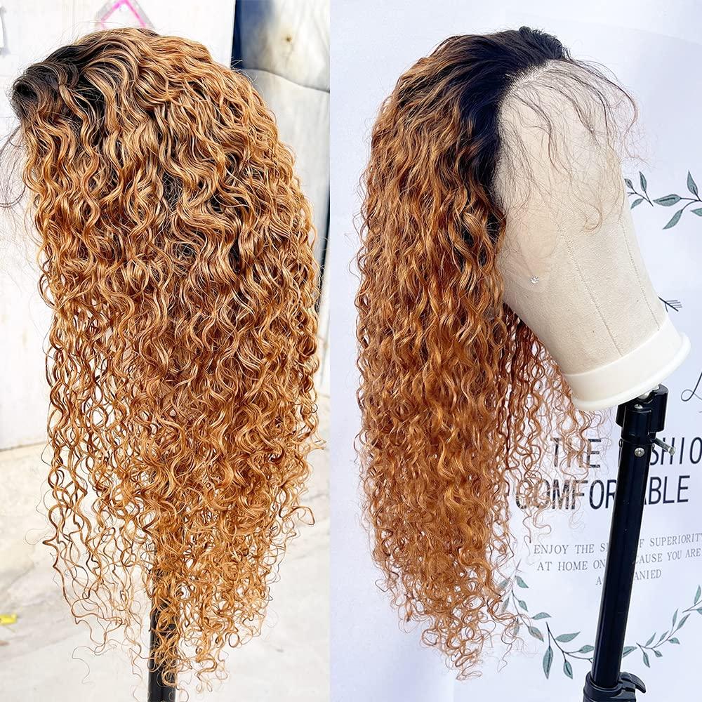 JYZ Ombre Curly 1B/27# Lace Frontal Wigs Pre Plucked - JYZ HAIR