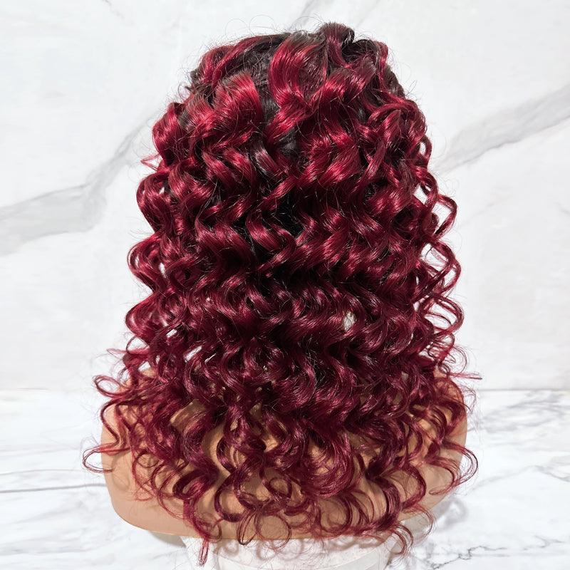 JYZ Loose Wave Ombre 1B/Burg# Lace Frontal Human Hair Wigs - JYZ HAIR