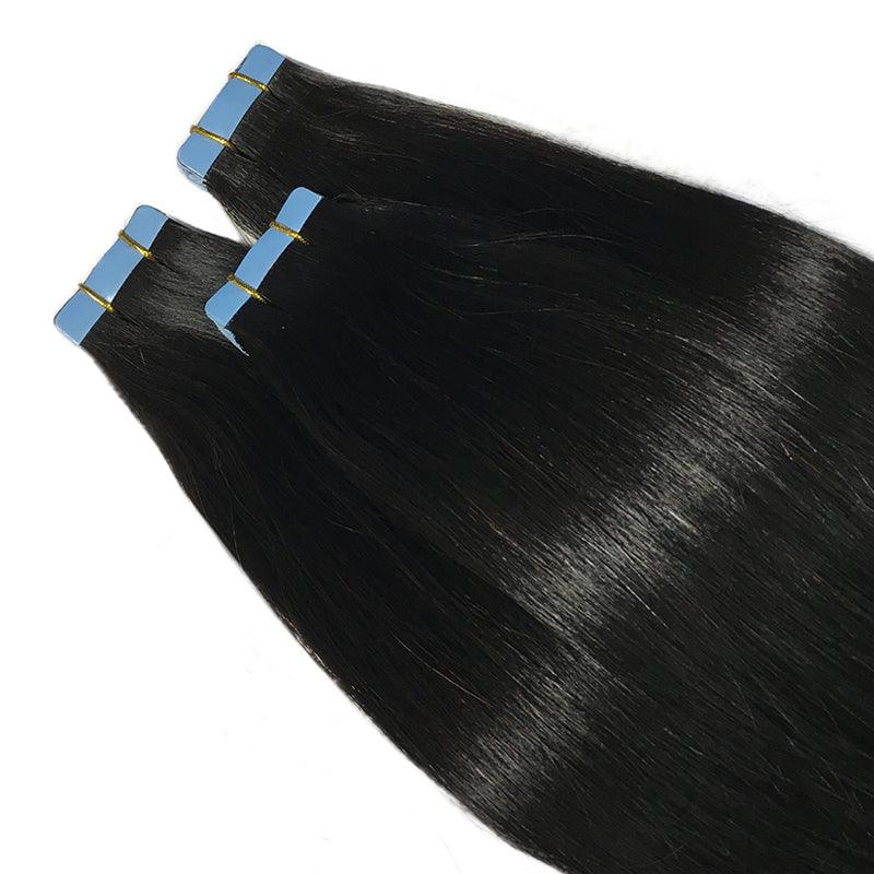JYZ Tape In Hair Extensions Natural Black Real Human Hair Extensions Seamless Straight Tape In Human Hair Extensions 2.5g/piece