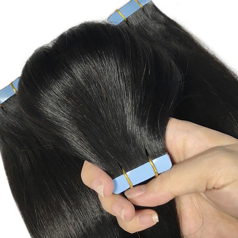 JYZ Tape In Hair Extensions Natural Black Real Human Hair Extensions Seamless Straight Tape In Human Hair Extensions 2.5g/piece - JYZ HAIR