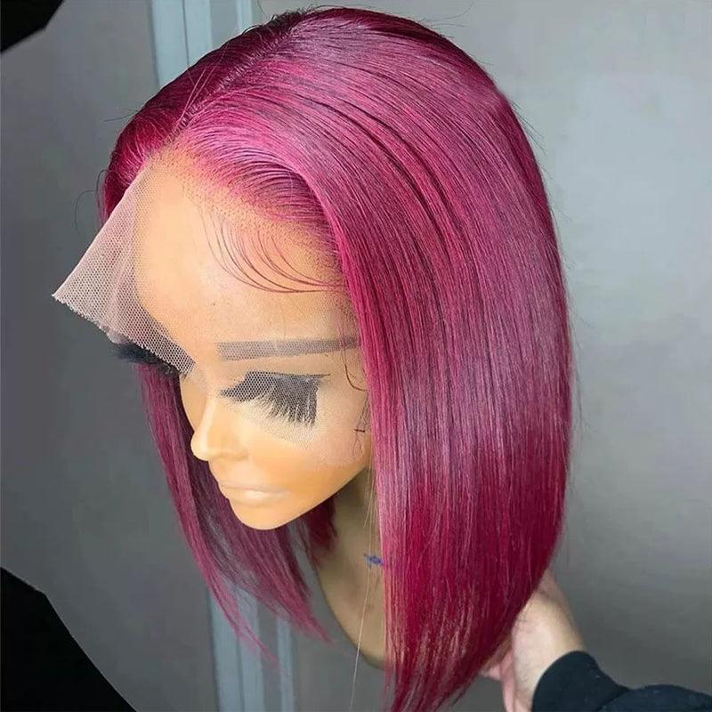 JYZ 99j# Bob Straight Human Hair Lace Frontal Wigs Middle Part