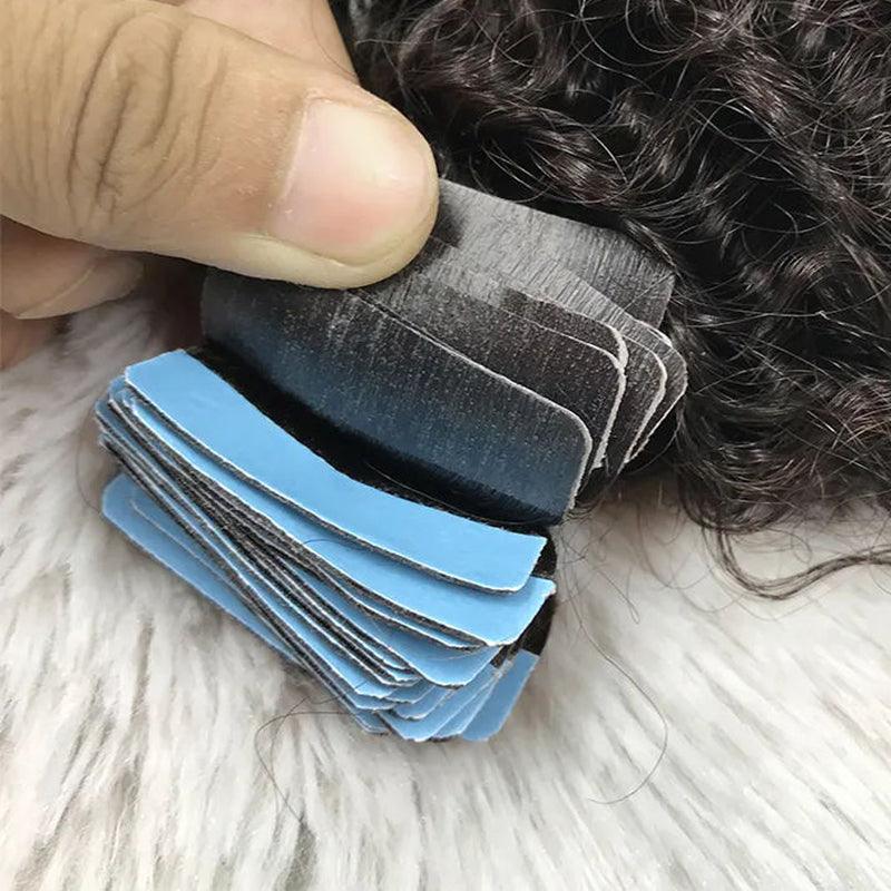 JYZ Kinky Hair Tape In Hair Extensions Cuticle Aligned Remy Afro Kinky Curly Human Hair Tape Hair Extension for Black Women 2.5g/piece - JYZ HAIR