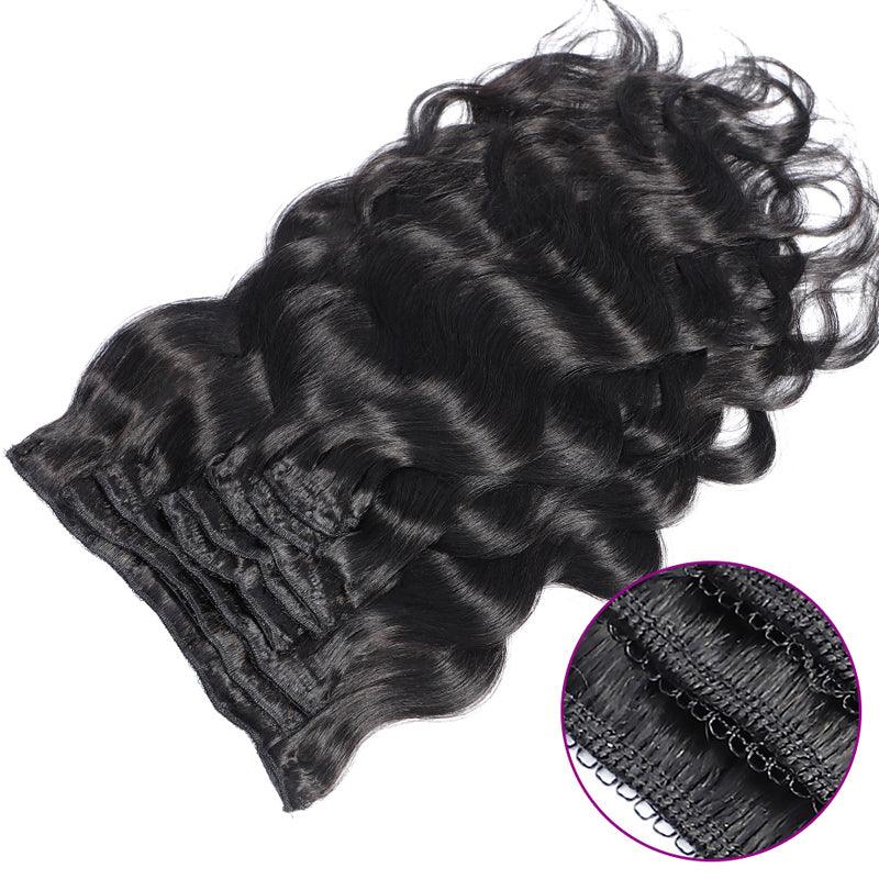 JYZ Body Wave Clip in Hair Extensions for Black Women Body Wave Human Hair Clip in Hair Extensions Natural Black Color Brazilian Virgin Hair - JYZ HAIR