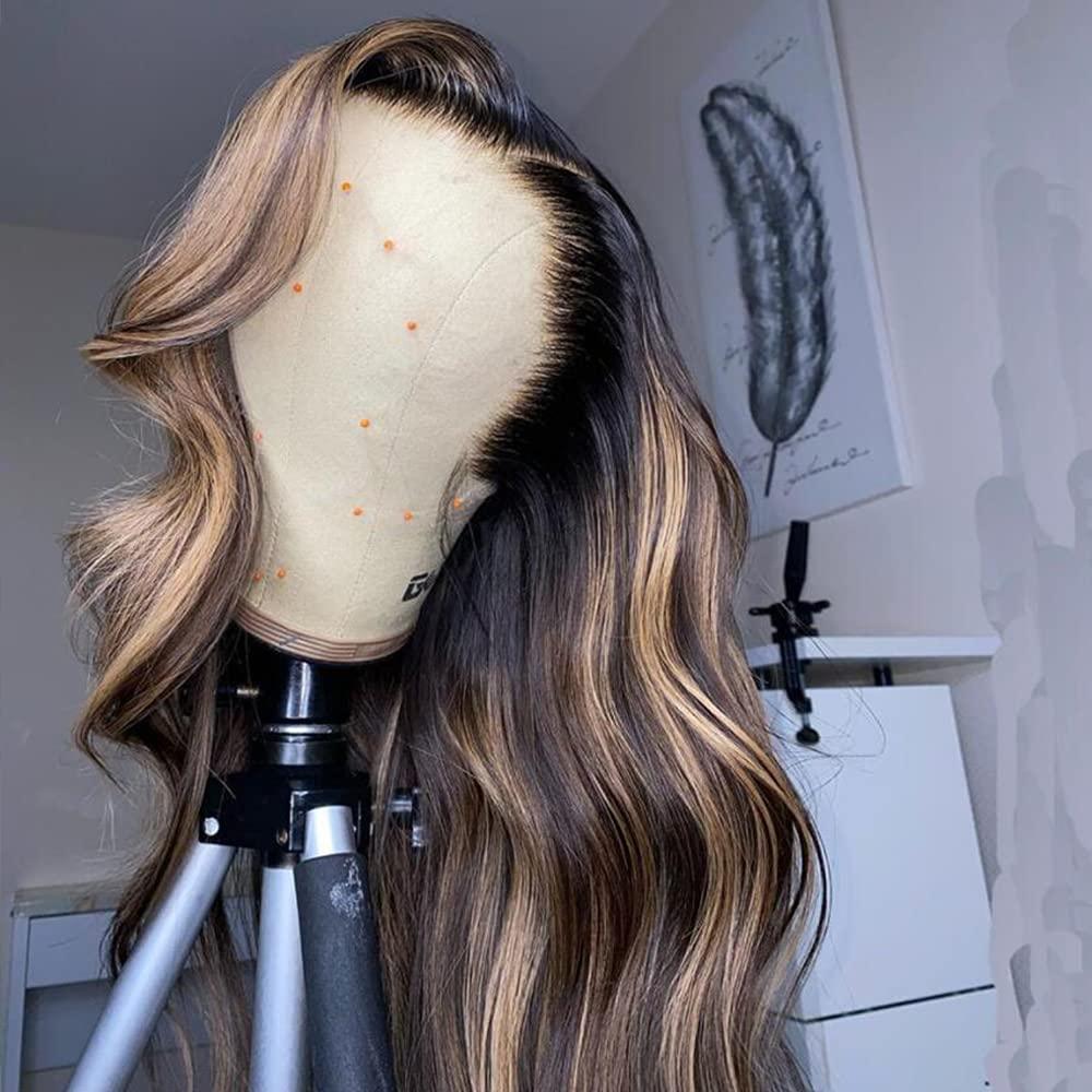 JYZ Highlight 4#/27# Body Wave Human Lace Front Wigs Side Part
