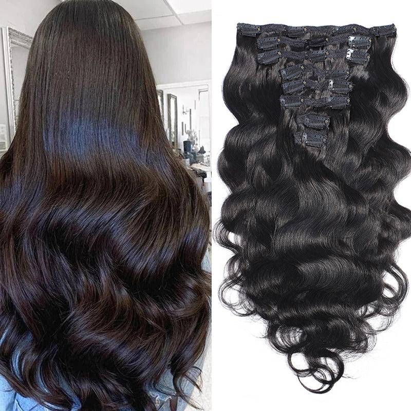 Body Wave Clip in Human Hair Extensions For Black Women Brazilian