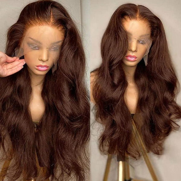 JYZ Color 4# Body Wave Brazilian Virgin Hair Lace Frontal Wigs