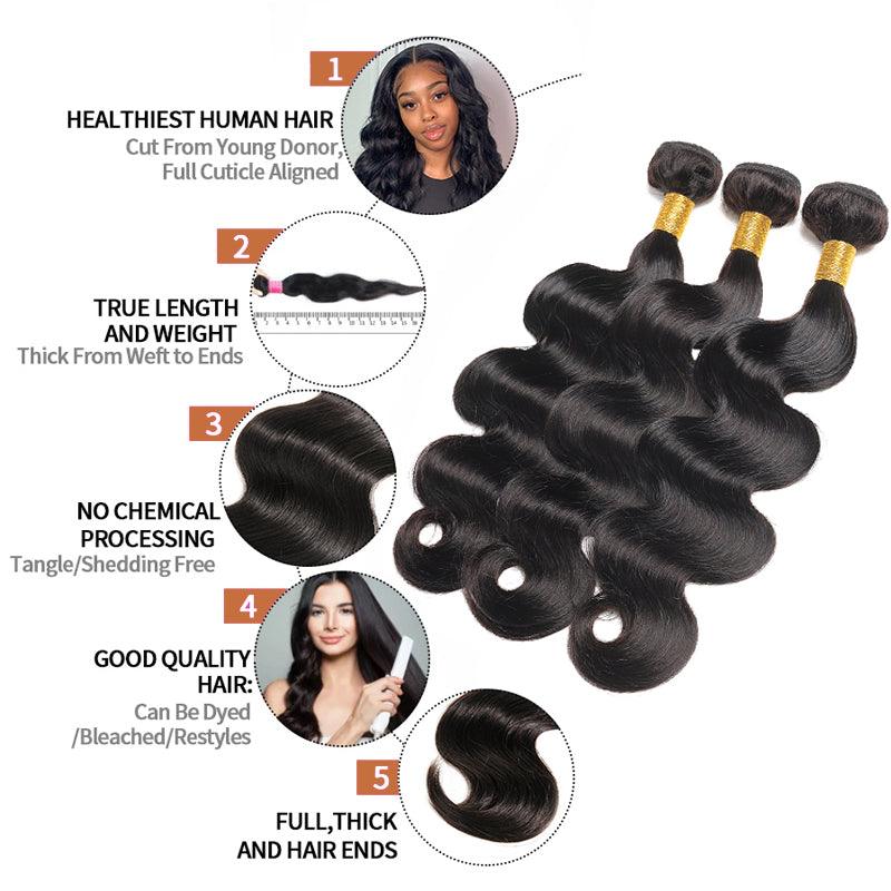 JYZ Brazilian Hair Bundles 3 Pcs/pack Body Wave Virgin Hair - JYZ HAIR