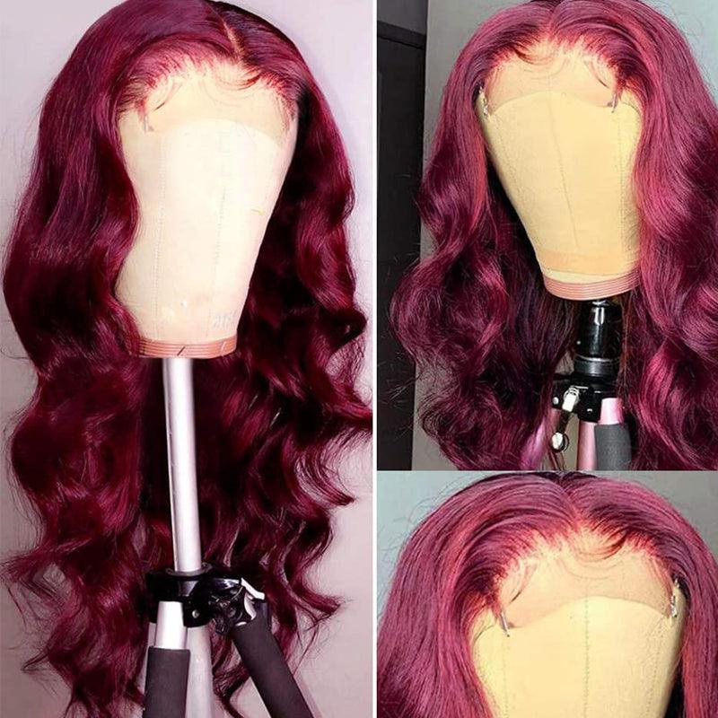 JYZ Burgundy# 13x4 Lace Frontal Wigs Body Wave Human Hair Closure Wigs - JYZ HAIR