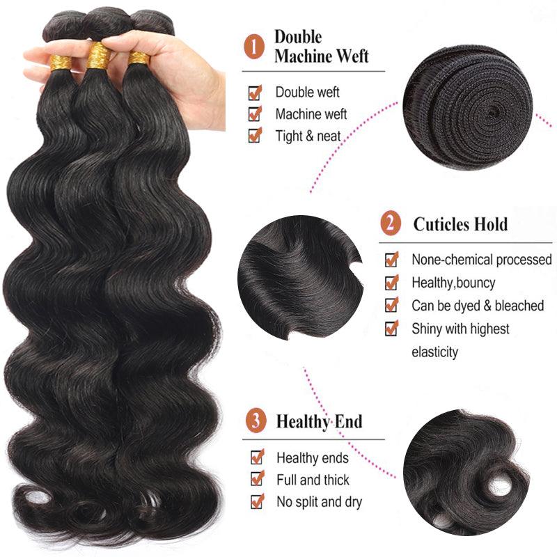 JYZ Brazilian Hair Bundles 3 Pcs/pack Body Wave Virgin Hair - JYZ HAIR