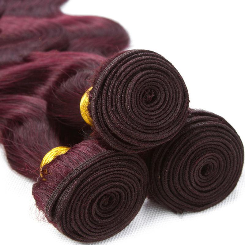 JYZ Burgundy# Body Wave Raw Virgin Hair Weave Extensions 3 Bundles/Pack - JYZ HAIR