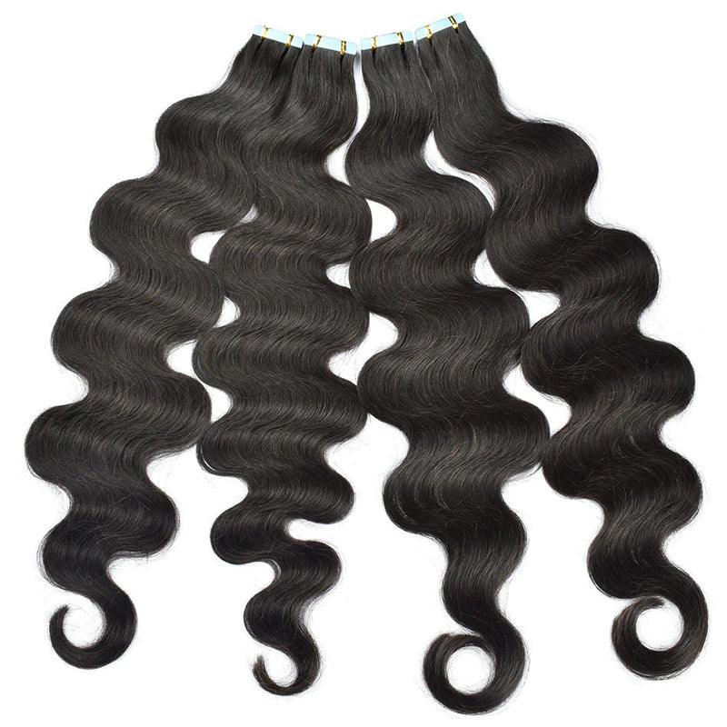 JYZ Body Wave Tape In Human Hair Extensions 100% Remy Virgin Hair Extension Adhesive Invisible Brazilian Hair Tape Ins 2.5g/Piece