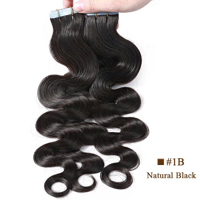 JYZ Body Wave Tape In Human Hair Extensions 100% Remy Virgin Hair Extension Adhesive Invisible Brazilian Hair Tape Ins 2.5g/Piece - JYZ HAIR