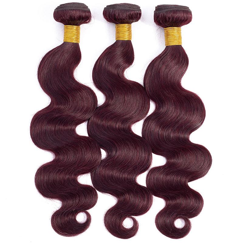JYZ Burgundy# Body Wave Raw Virgin Hair Weave Extensions 3 Bundles/Pack - JYZ HAIR