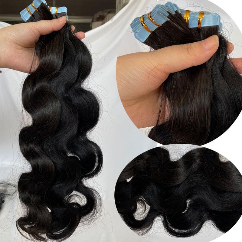 JYZ Body Wave Tape In Human Hair Extensions 100% Remy Virgin Hair Extension Adhesive Invisible Brazilian Hair Tape Ins 2.5g/Piece - JYZ HAIR
