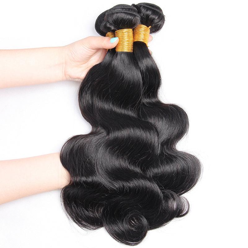 JYZ 10A Unprocessed Brazilian Body Wave Hair Weaves 3 Bundles/Pack with 13*4 Lace Frontal - JYZ HAIR
