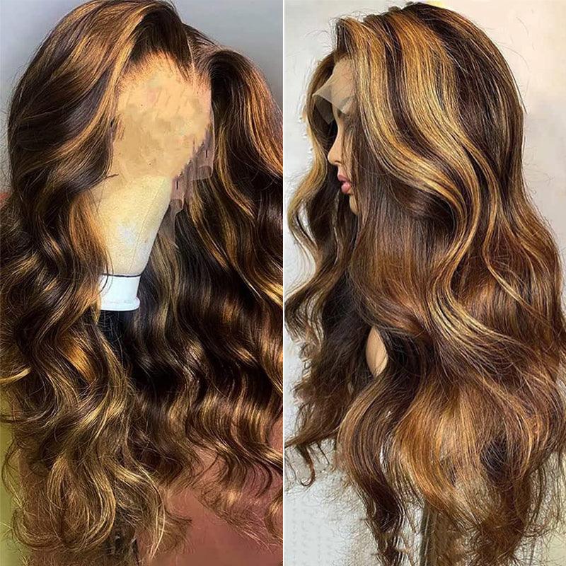 JYZ Highlight 4#/27# Body Wave Ombre Lace Front Human Hair Wigs - JYZ HAIR