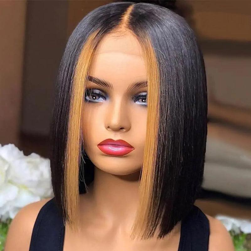 JYZ Highlight Blonde Straight Human Hair Bob Lace Frontal Wig