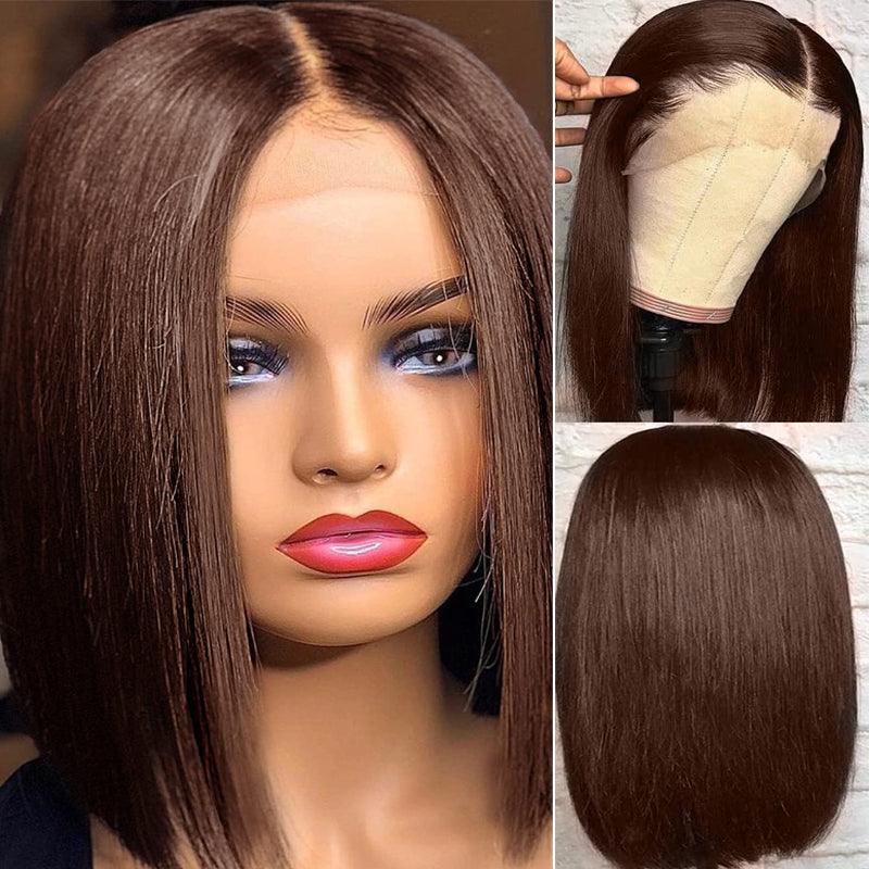 JYZ 4# Chocolate Brown Deep Wave Transparent Lace Frontal Wigs - JYZ HAIR