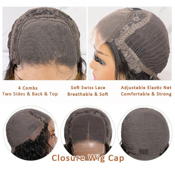 JYZ 4# Brown Straight Lace Front Human Hair Wigs